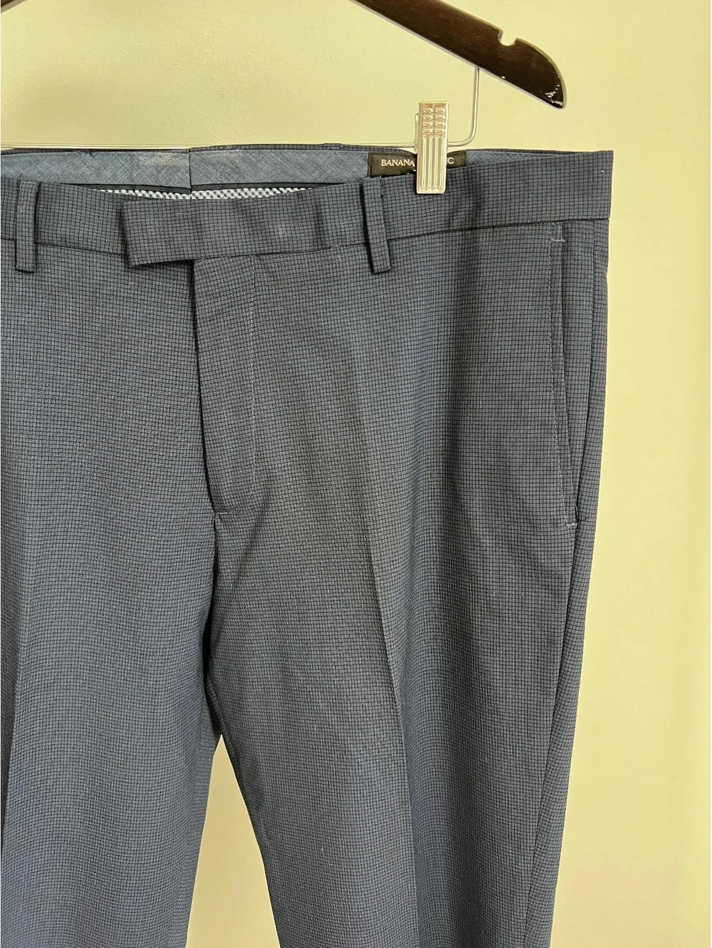 Banana Republic Men’s Slim Fit Dress Pants 34x30 Navy Blue Micro Check